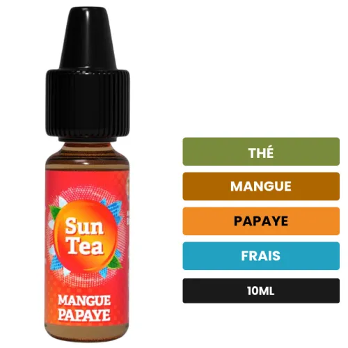 Arome concentre Mangue Papaye de Full Moon, 10 ml, saveurs thé, mangue, papaye et 1 autre.