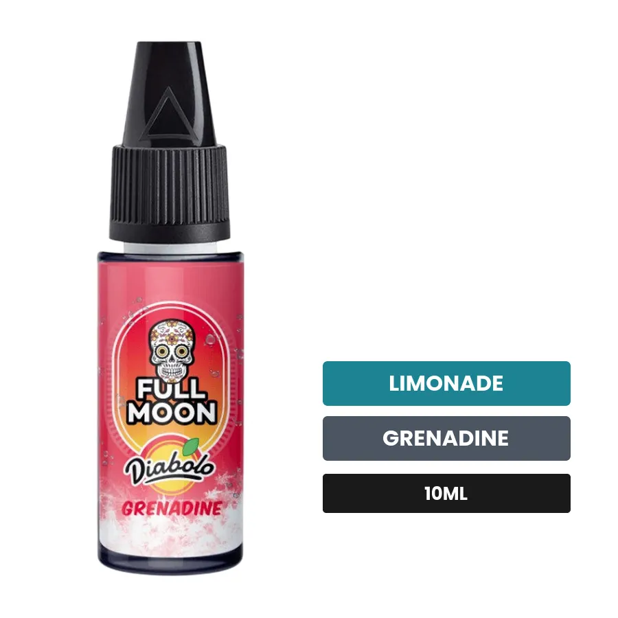 Arome concentre Grenadine de Full Moon, 10 ml, saveurs limonade et grenadine.