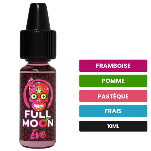 Arome concentre Eve de Full Moon, 10 ml, saveurs framboise, pomme, pastèque et 1 autre.