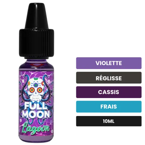 Arome concentre Lagoon de Full Moon, 10 ml, saveurs violette, réglisse, cassis et 1 autre.
