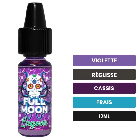 Arome concentre Lagoon de Full Moon, 10 ml, saveurs violette, réglisse, cassis et 1 autre.