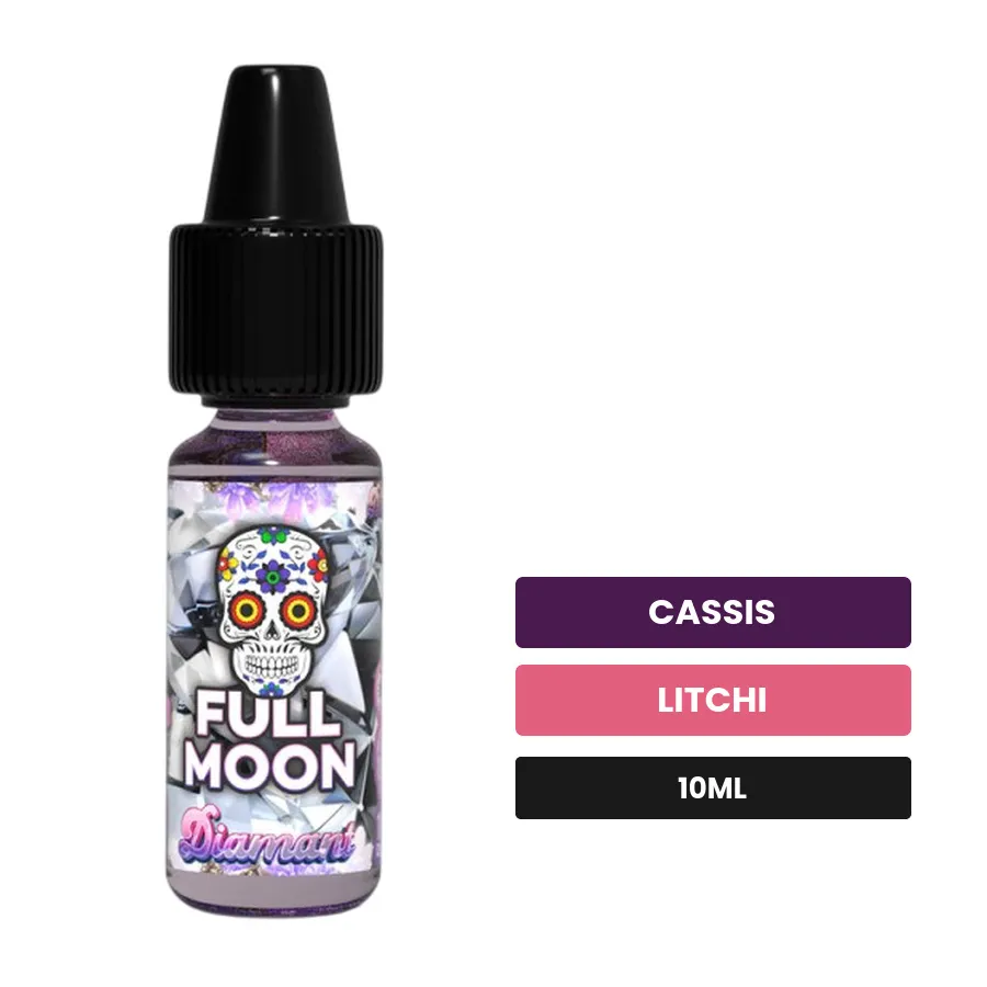 Arome concentre Diamant de Full Moon, 10 ml, saveurs cassis et litchi.
