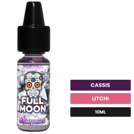 Arome concentre Diamant de Full Moon, 10 ml, saveurs cassis et litchi.