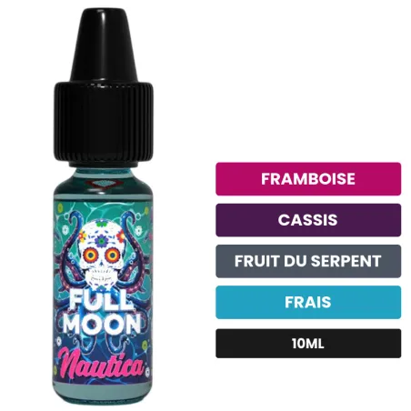 Arome concentre Nautica de Full Moon, 10 ml, saveurs framboise, cassis, fruit du serpent et 1 autre.