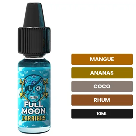 Arome concentre Caraïbes de Full Moon, 10 ml, saveurs mangue, ananas, coco et 1 autre.