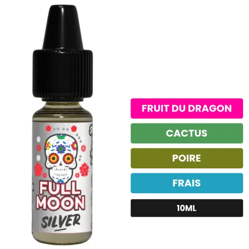 Arome concentre Silver de Full Moon, 10 ml, saveurs fruit du dragon, cactus, poire et 1 autre.