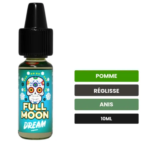 Arome concentre Dream de Full Moon, 10 ml, saveurs pomme, réglisse et anis.
