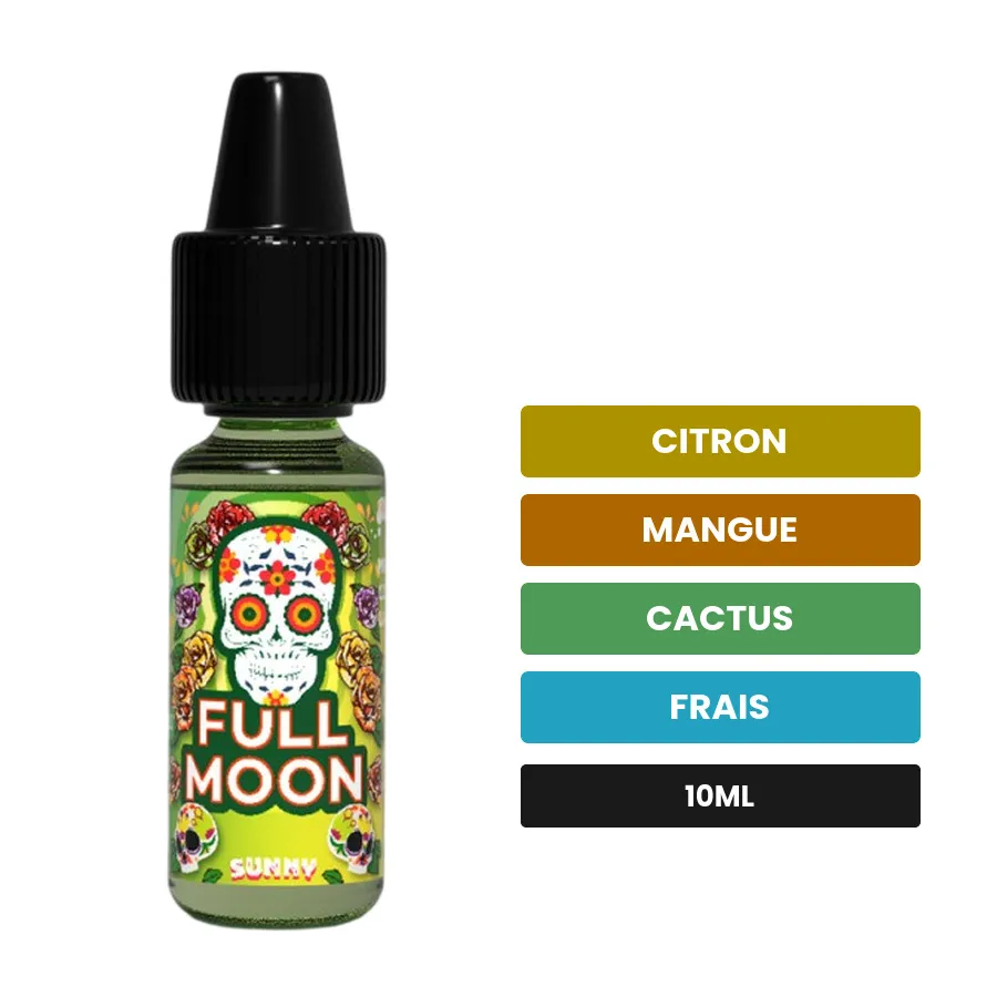 Arome concentre Sunny de Full Moon, 10 ml, saveurs citron, mangue, cactus et 1 autre.