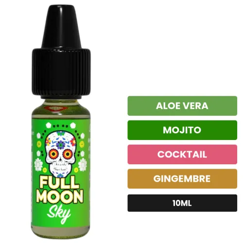 Arome concentre Sky de Full Moon, 10 ml, saveurs aloe vera, mojito, cocktail et 2 autres.