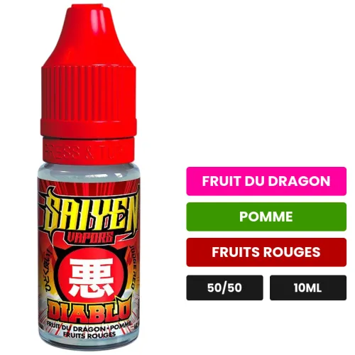 E-liquide Diablo de Swoke, 10 ml, saveurs fruit du dragon, pomme et fruits rouges.