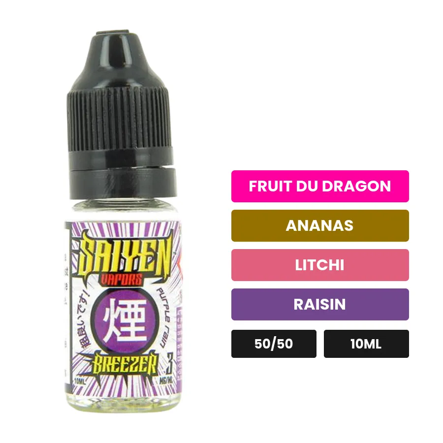 E-liquide Breezer de Swoke, 10 ml, saveurs fruit du dragon, ananas, litchi et 1 autre, 3 mg de nicotine.
