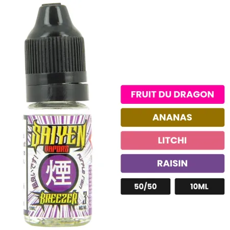 E-liquide Breezer de Swoke, 10 ml, saveurs fruit du dragon, ananas, litchi et 1 autre, 3 mg de nicotine.