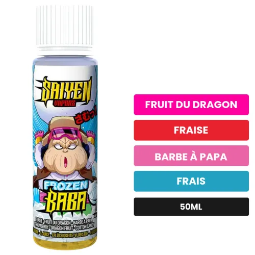 E-liquide Frozen Baba de Swoke, 50 ml, saveurs fruit du dragon, fraise, barbe à papa et 1 autre, sans nicotine — prêt à.