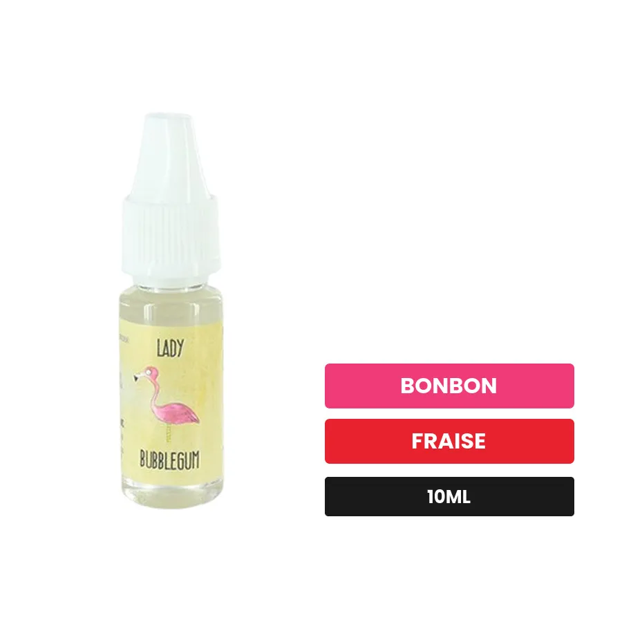 Arome concentre Lady Bubble Gum d'Extrapure, 10 ml, saveurs bonbon et fraise.