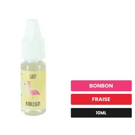Arome concentre Lady Bubble Gum d'Extrapure, 10 ml, saveurs bonbon et fraise.