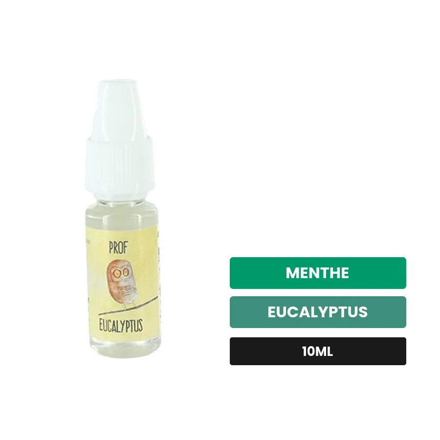 Arome concentre Prof Eucalyptus d'Extrapure, 10 ml, saveurs menthe et eucalyptus.