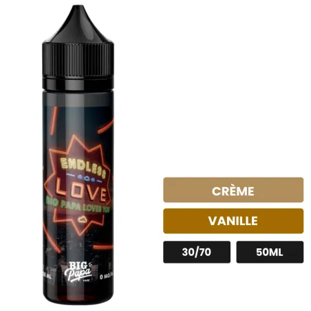 E-liquide Endless Love de Big Papa, 50 ml, saveurs crème et vanille.