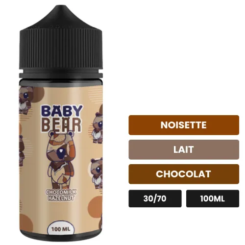 E-liquide Chocomilk Hazelnut de Biggy Bear, 100 ml, saveurs noisette, lait et chocolat, sans nicotine — prêt à booster de.
