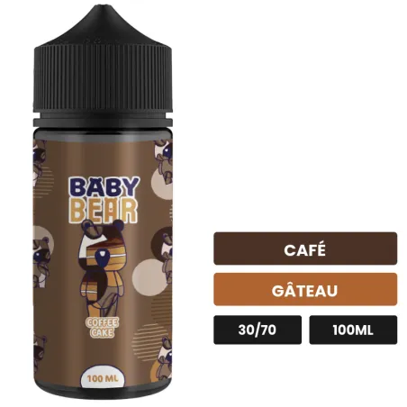 E-liquide Coffee Cake de Biggy Bear, 100 ml, saveurs café et gâteau, sans nicotine — prêt à booster de nicotine.