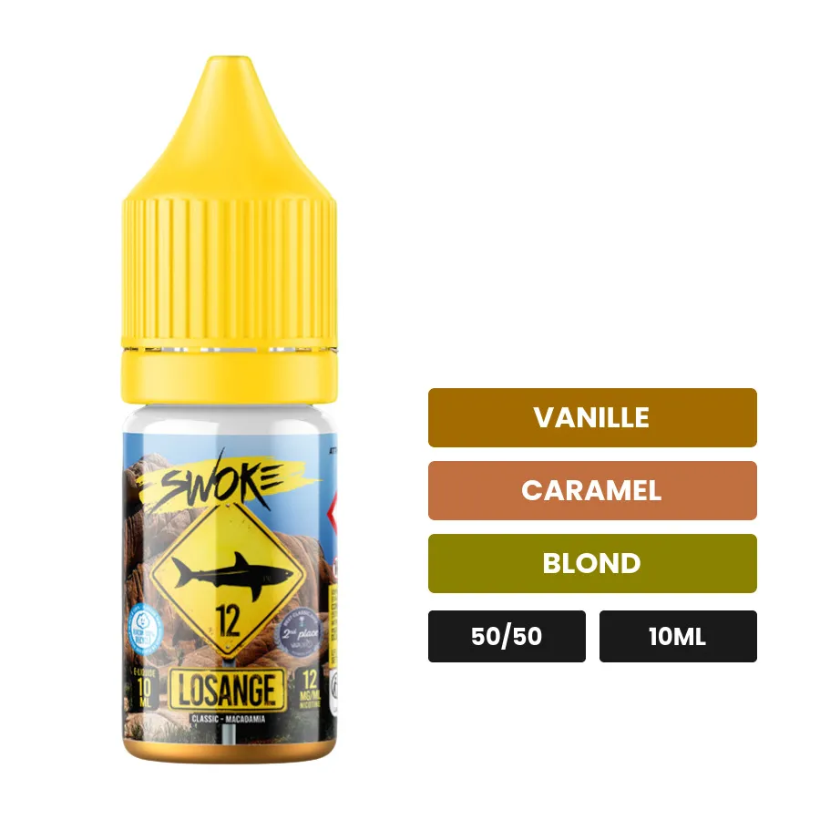 E-liquide Losange de Swoke, 10 ml, saveurs vanille, caramel et blond.