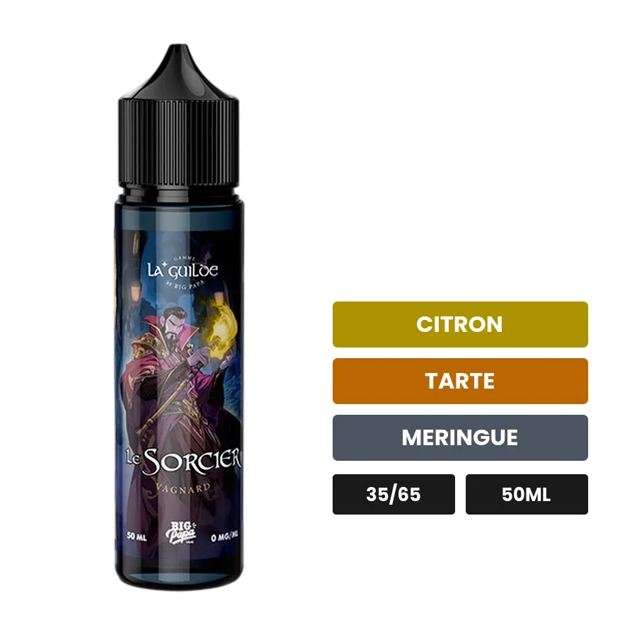 E-liquide Le Sorcier - Vagnard de Big Papa, 50 ml, saveurs citron, tarte et meringue.