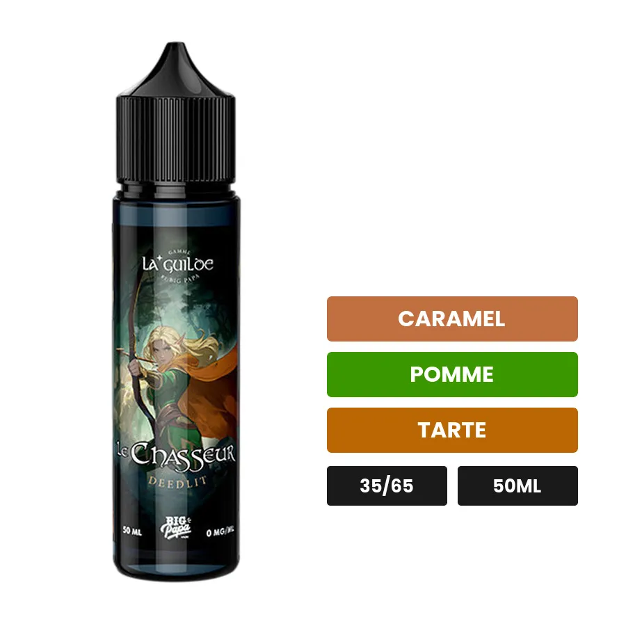 E-liquide Le Chasseur - Deedlit de Big Papa, 50 ml, saveurs caramel, pomme et tarte.