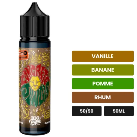E-liquide Concrete Jungle de Big Papa, 50 ml, saveurs vanille, banane, pomme et 2 autres.