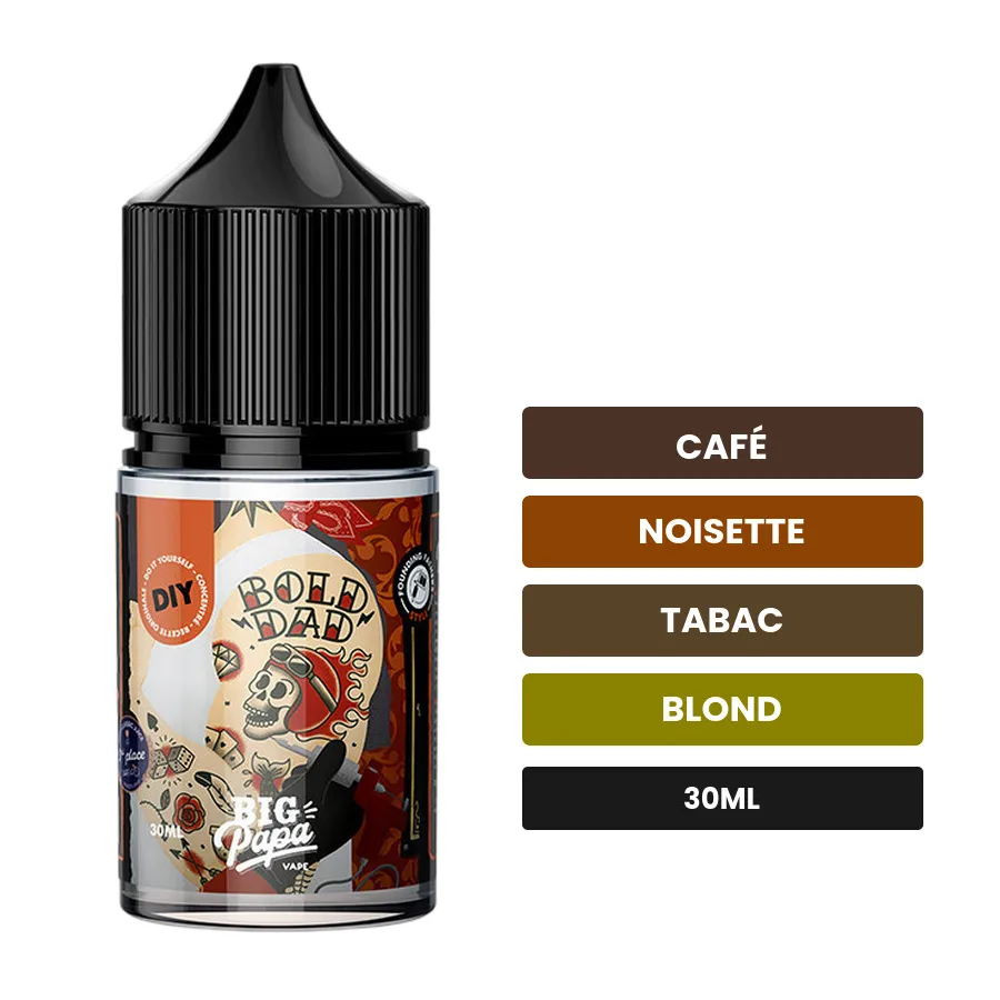 Arome concentre Bold Dad de Big Papa, 30 ml, saveurs café, noisette, tabac et 1 autre.