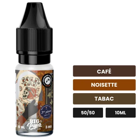 E-liquide Bold Dad de Big Papa, 10 ml, saveurs café, noisette et tabac.