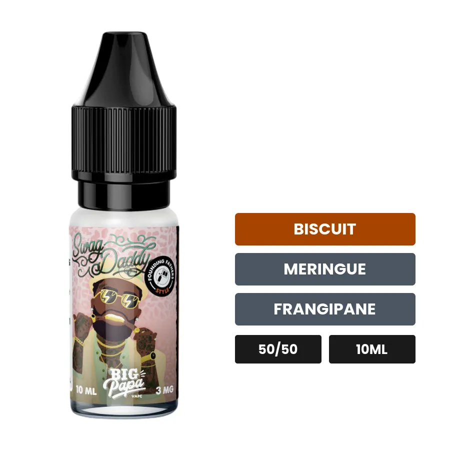 E-liquide Swag Daddy de Big Papa, 10 ml, saveurs biscuit, meringue et frangipane.