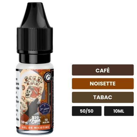 E-liquide Bold Dad de Big Papa, 10 ml, saveurs café, noisette et tabac.