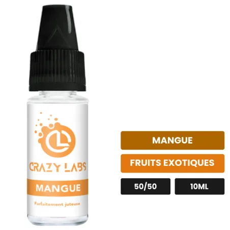 E-liquide Mangue de Crazy Labs, 10 ml, saveurs mangue et fruits exotiques, sans nicotine de nicotine.
