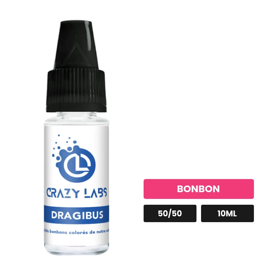 E-liquide Dragibus de Crazy Labs, 10 ml, saveur bonbon, sans nicotine de nicotine.