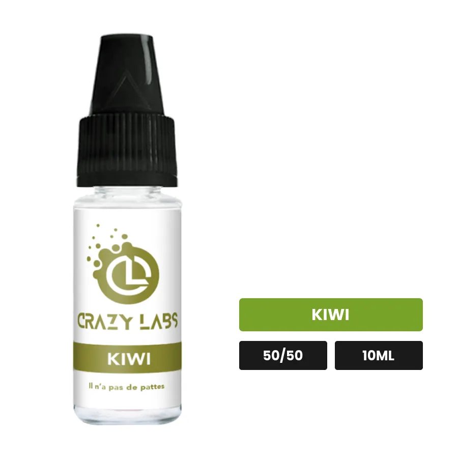 E-liquide Kiwi de Crazy Labs, 10 ml, saveur kiwi, sans nicotine de nicotine.