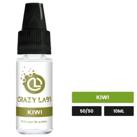 E-liquide Kiwi de Crazy Labs, 10 ml, saveur kiwi, sans nicotine de nicotine.