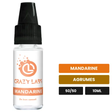 E-liquide Mandarine de Crazy Labs, 10 ml, saveurs mandarine et agrumes, sans nicotine de nicotine.