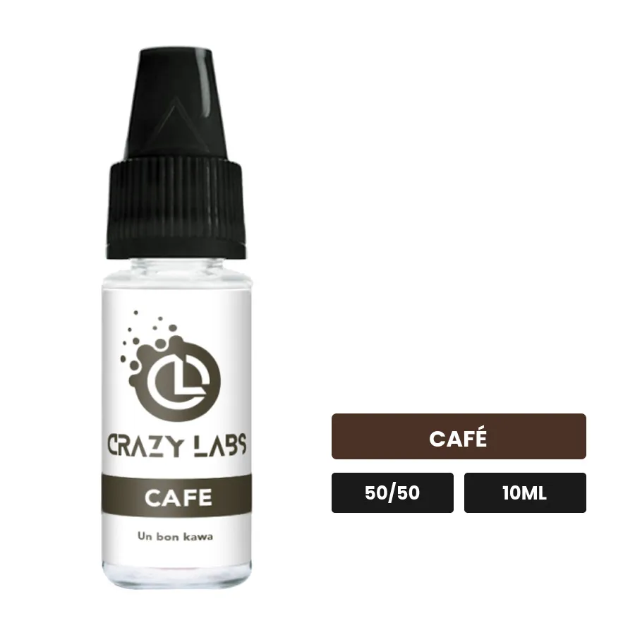 E-liquide Café de Crazy Labs, 10 ml, saveur café, sans nicotine de nicotine.