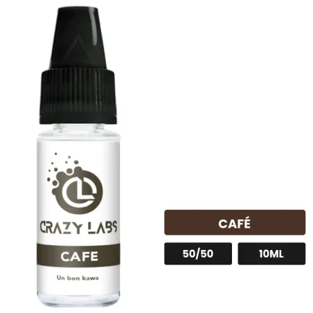 E-liquide Café de Crazy Labs, 10 ml, saveur café, sans nicotine de nicotine.