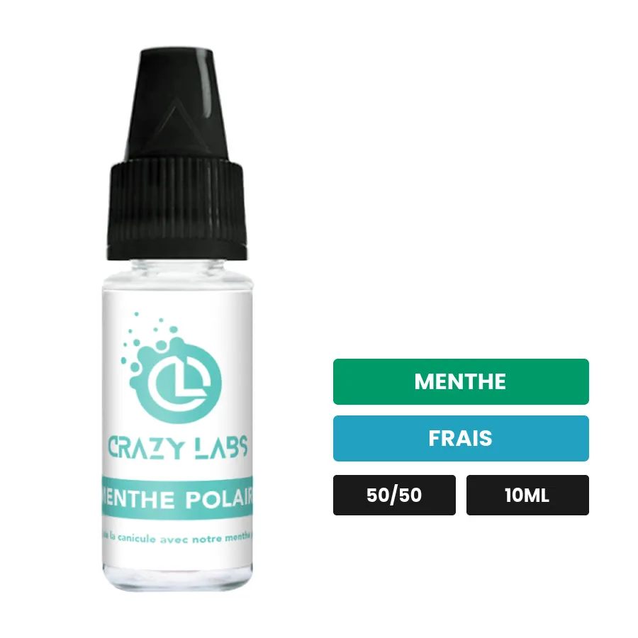 E-liquide Menthe Polaire de Crazy Labs, 10 ml, saveurs menthe et frais, 3 mg de nicotine.