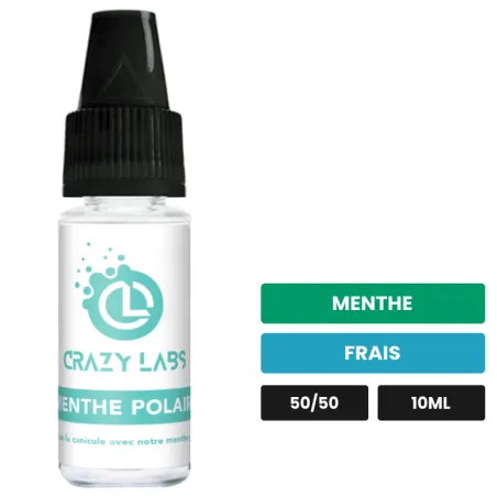 E-liquide Menthe Polaire de Crazy Labs, 10 ml, saveurs menthe et frais, 3 mg de nicotine.