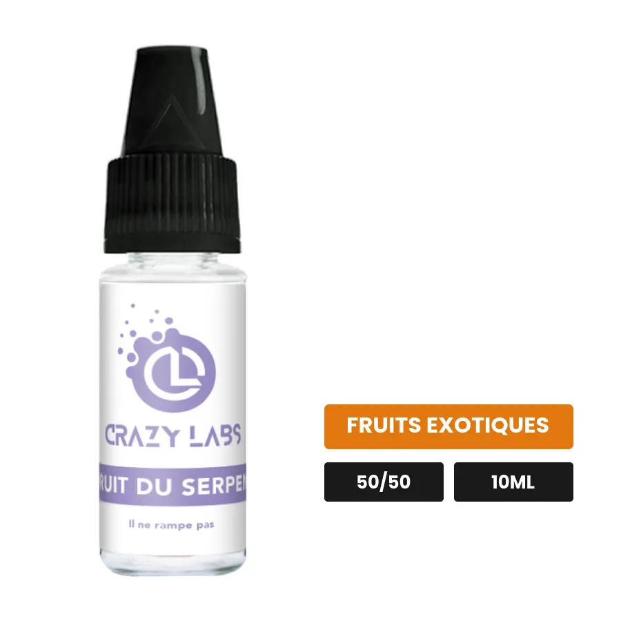 E-liquide Fruit du Serpent de Crazy Labs, 10 ml, saveur fruits exotiques, sans nicotine de nicotine.