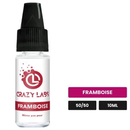 E-liquide Framboise de Crazy Labs, 10 ml, saveur framboise, sans nicotine de nicotine.