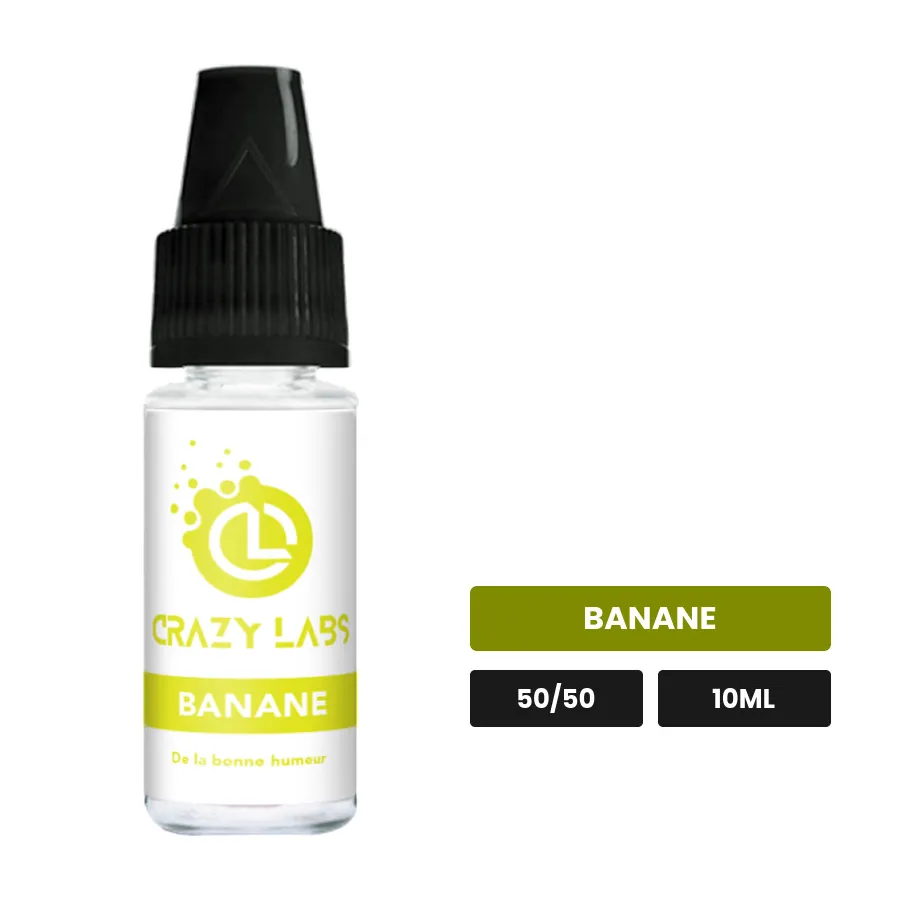 E-liquide Banane de Crazy Labs, 10 ml, saveur banane, sans nicotine de nicotine.