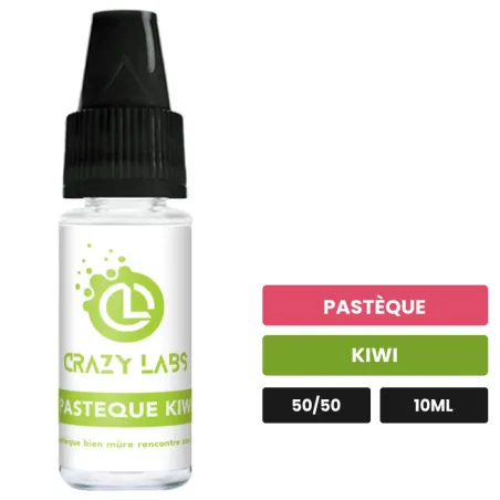 E-liquide Pastèque Kiwi de Crazy Labs, 10 ml, saveurs pastèque et kiwi, sans nicotine de nicotine.