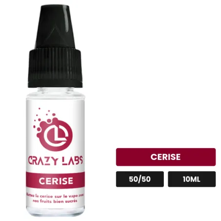 E-liquide Cerise de Crazy Labs, 10 ml, saveur cerise, 20 mg de nicotine.