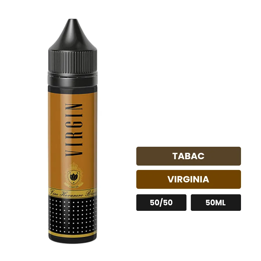 E-liquide Virgin d'Eliquid France, 50 ml, saveurs tabac et virginia.