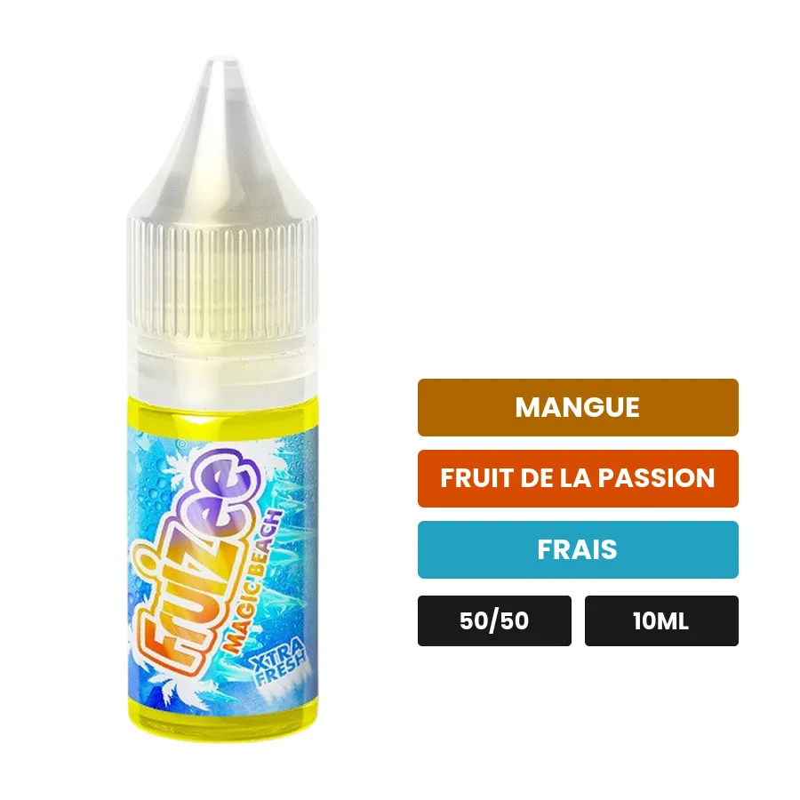 E-liquide Magic Beach d'Eliquid France, 10 ml, saveurs mangue, fruit de la passion et frais.