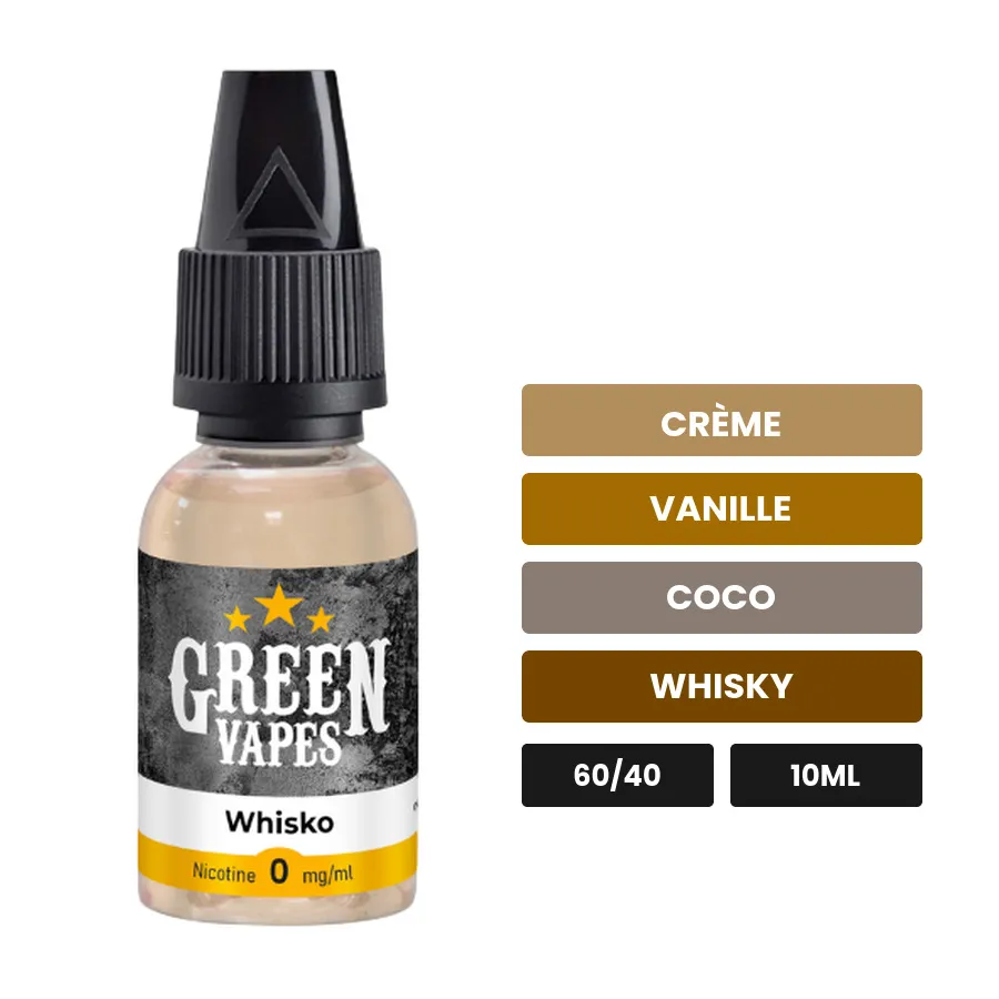 E-liquide Whisko d'Eliquid France, 10 ml, saveurs crème, vanille, coco et 2 autres.