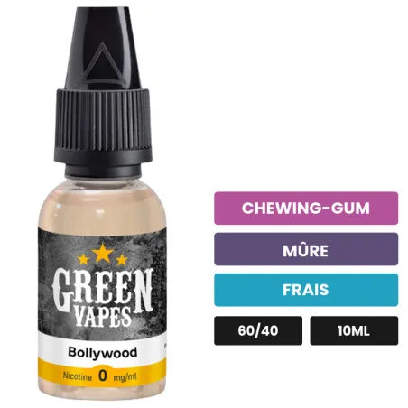 E-liquide Bollywood d'Eliquid France, 10 ml, saveurs chewing-gum, mûre et frais.