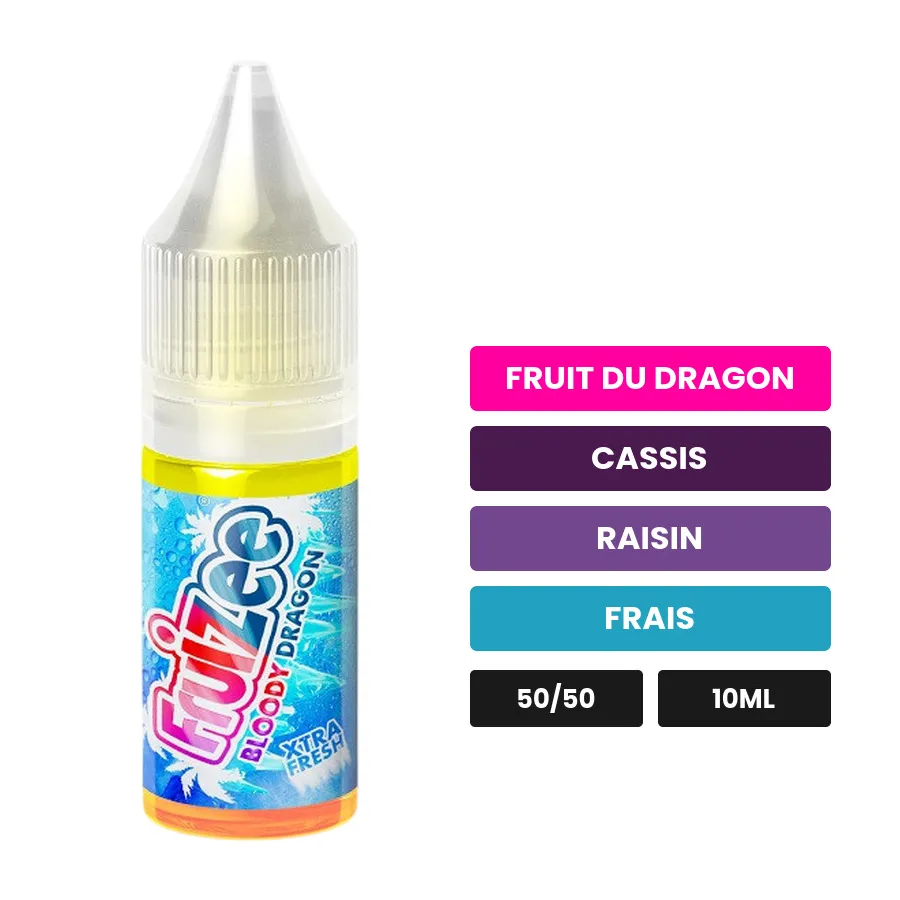 E-liquide Bloody Dragon d'Eliquid France, 10 ml, saveurs fruit du dragon, cassis, raisin et 1 autre.